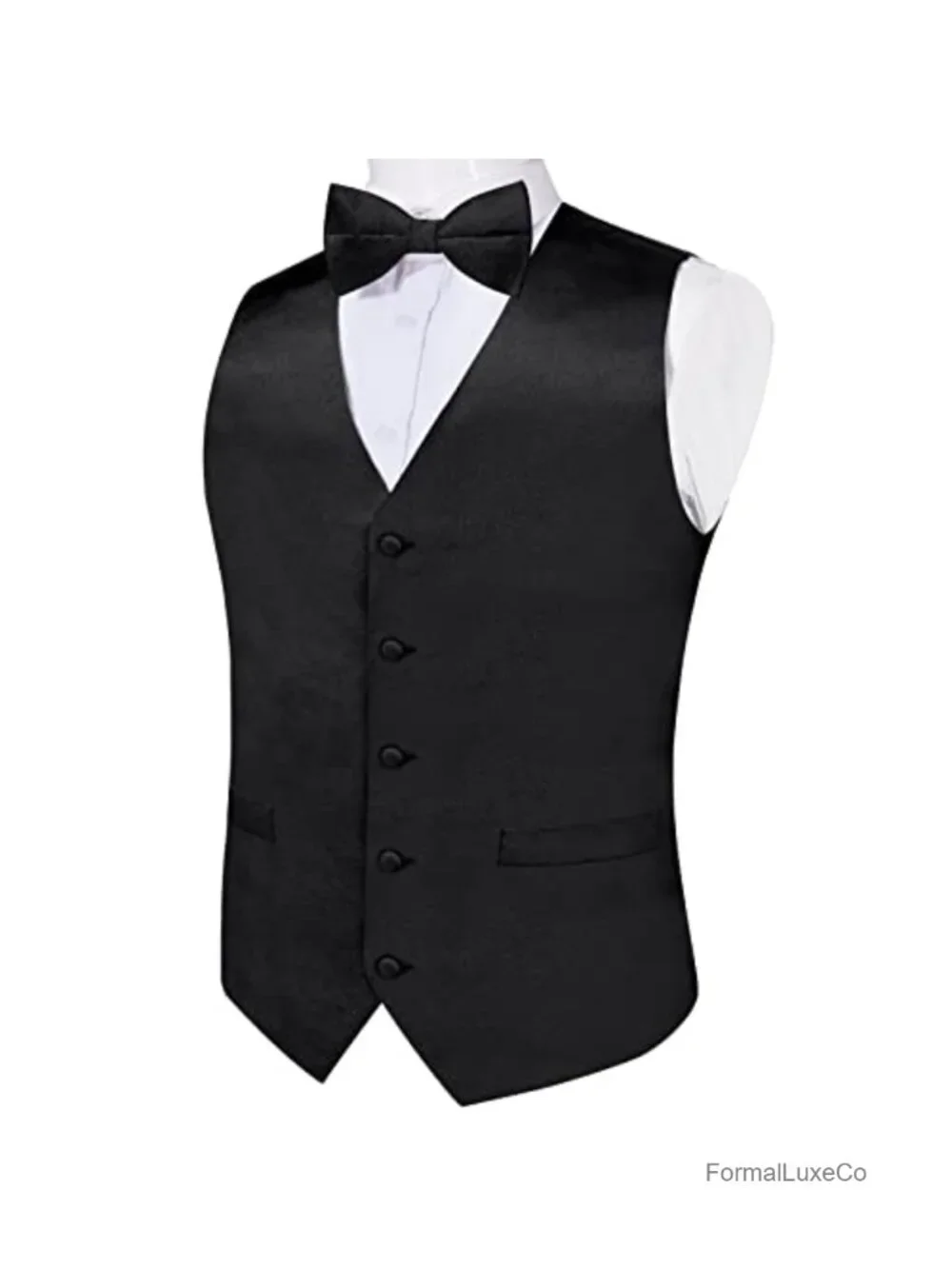 Men's Satin Suit Vest Set with Bowtie & Lapel Pin - Silk Blend Formal